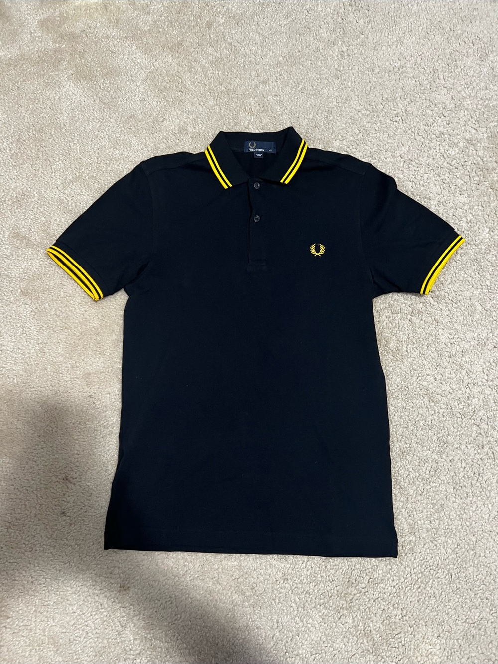 Fred Perry Black Polo with Yellow Twin Tip